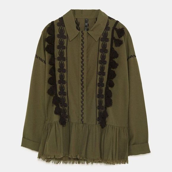 ZARA Rustic Jacket with Pompoms - Picture 7 of 7